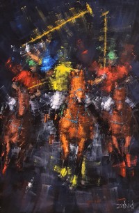 Zahid Saleem, 24 x 36 Inch, Acrylic on Canvas, Polo Painting, AC-ZS-196